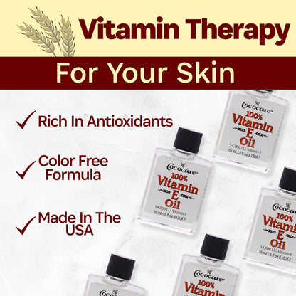 COCOCARE 100% Vitamin E Oil - 14000 IU, 0.5 Fl Oz | Skin Moisturizer & Antioxidant Protection