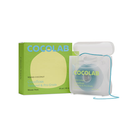 Cocolab Woven Dental Floss – Dentist-Designed, Coconut Scent, Waxed & Expanding Vegan String Floss (33 yd)