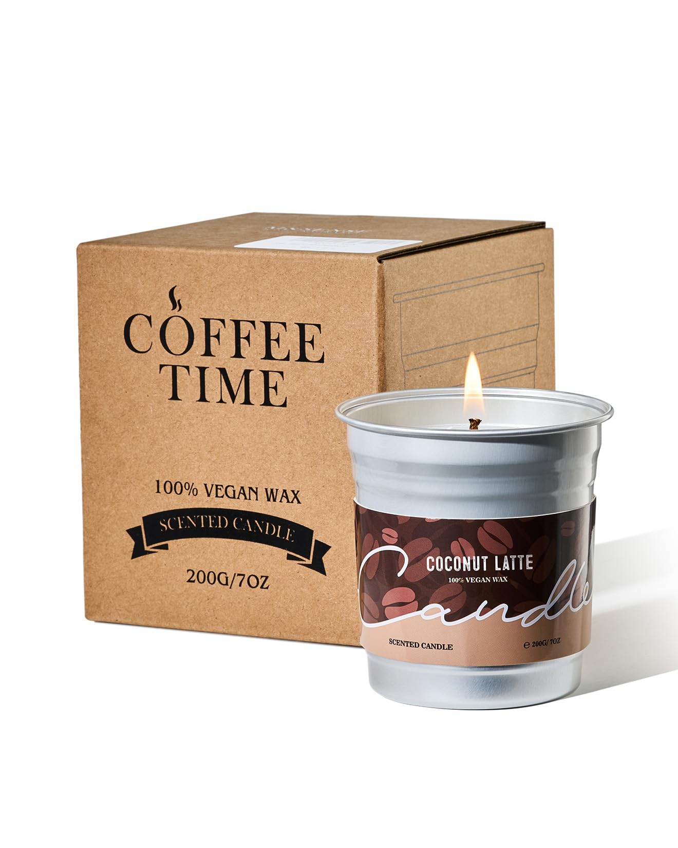 M&SENSE Coconut Latte Candle – 7oz Soy Wax, 42h Burn, Non-Toxic Aromatherapy