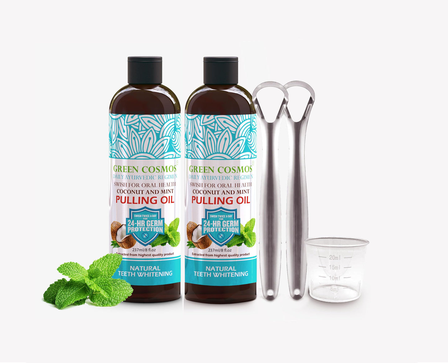 Coconut Mint Pulling Oil Mouthwash 237ml - Ayurvedic, Alcohol & Fluoride Free
