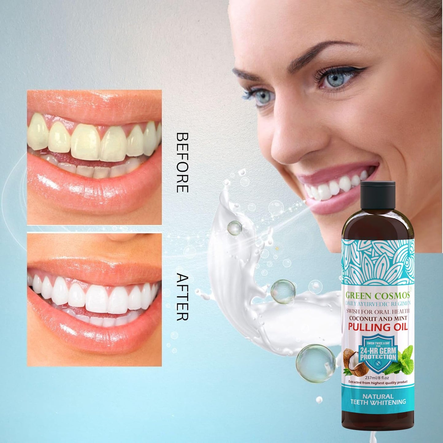 Coconut Mint Pulling Oil Mouthwash 237ml – Ayurvedic, Alcohol & Fluoride Free