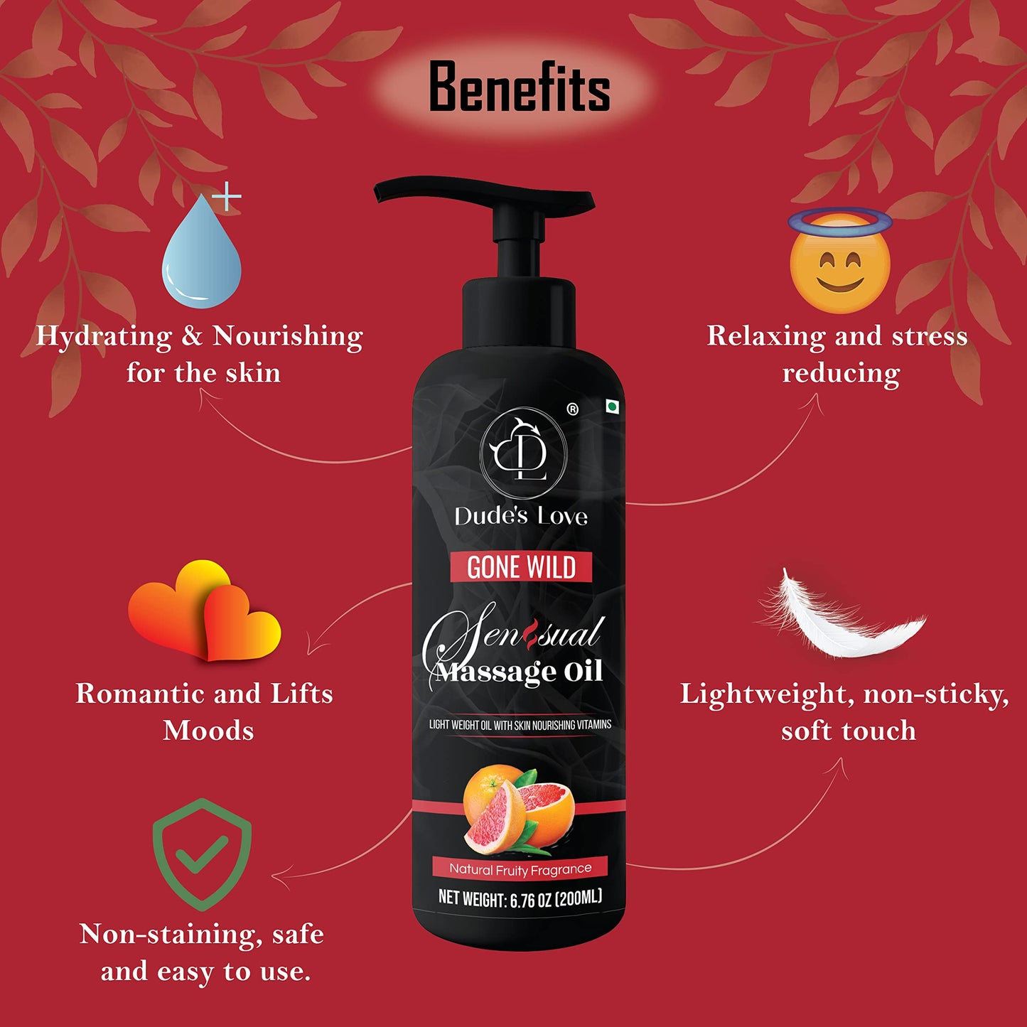 Organic Edible Citrusy Massage Oil for Couples – No-Stain & Non-Sticky