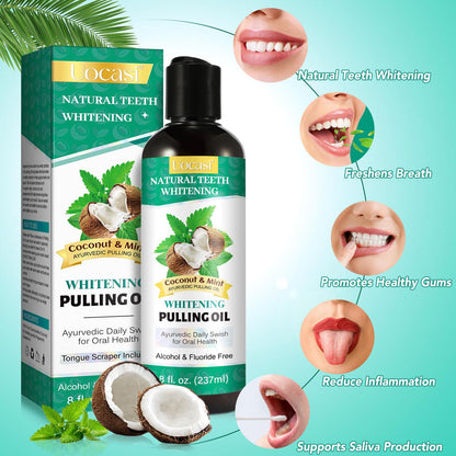 Coconut Oil Pulling for Teeth - 2 Pack | Natural Mint Mouthwash (16 oz)