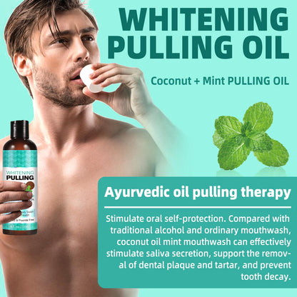 Coconut Oil Pulling for Fresh Breath & Oral Hygiene – Ayurvedic Expert Formulated | Includes Tongue Scraper & Measuring Cup | 8 oz