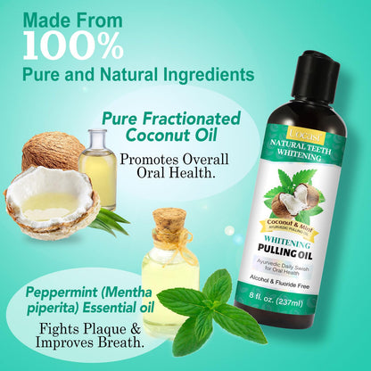 Coconut Oil Pulling for Teeth - 2 Pack | Natural Mint Mouthwash (16 oz)