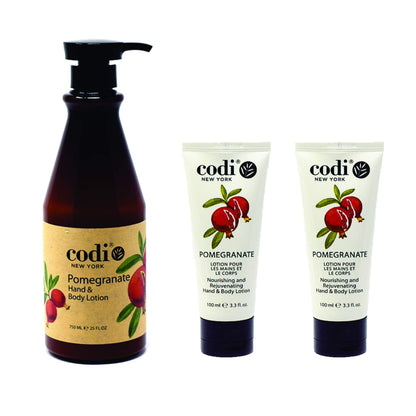 CODi Pomegranate Lotion – Body & Hand Lotion with Pump (750ml + 2x100ml) | Non-Greasy