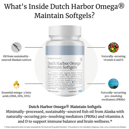 Big Bold Health Dutch Harbor Omega Maintain Softgels | Premium Alaskan Cod Liver Oil (120 Count) | MSC Certified