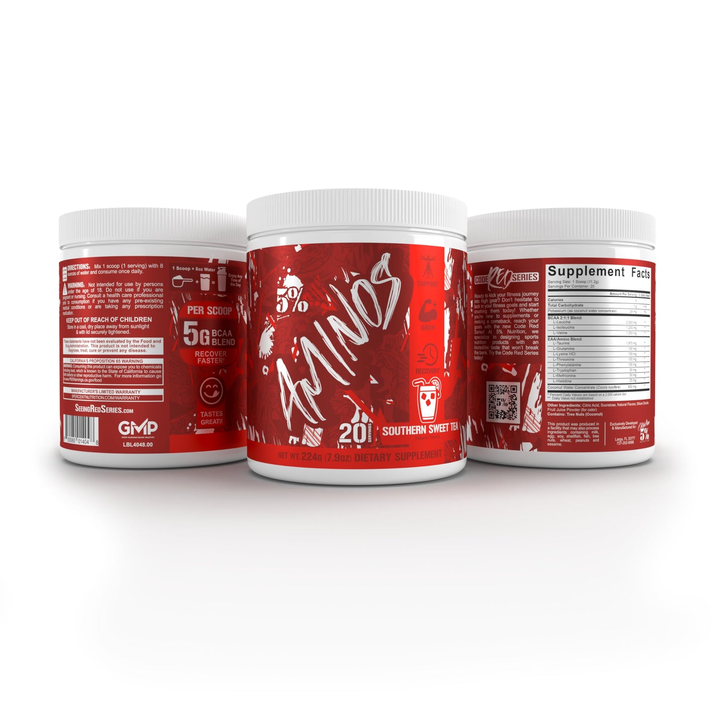 Code Red Aminos BCAA & EAA – Post-Workout Recovery Powder | 5% Nutrition