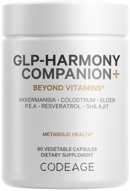 Codeage GLP-Harmony Companion+ GLP-1 Support - Lion's Mane, Colostrum, Shilajit - 60 Capsules - Non-GMO