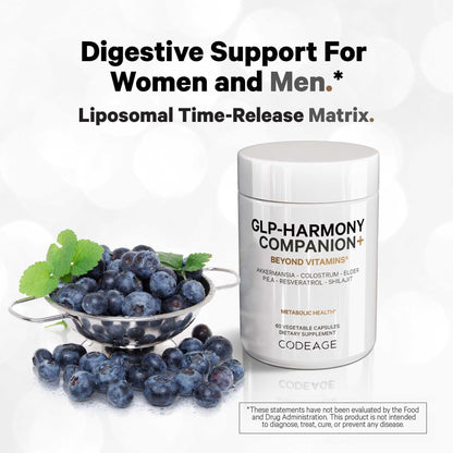 Codeage GLP-Harmony Companion+ GLP-1 Support - Lion's Mane, Colostrum, Shilajit - 60 Capsules - Non-GMO