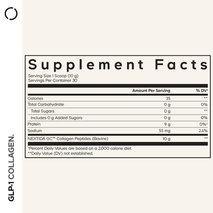 Codeage GLP-1 Collagen Powder – Nextida GC, Hydrolyzed Type I & III, Grass-Fed, Unflavored – 10.58 oz