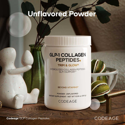 Codeage GLP-1 Collagen Powder – Nextida GC, Hydrolyzed Type I & III, Grass-Fed, Unflavored – 10.58 oz