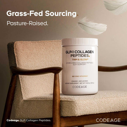 Codeage GLP-1 Collagen Powder – Nextida GC, Hydrolyzed Type I & III, Grass-Fed, Unflavored – 10.58 oz