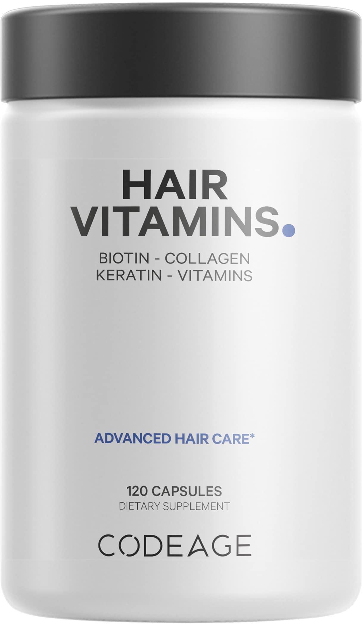 Codeage Hair Vitamins 10000 mcg Biotin – Hair Nutrition with Collagen, Keratin & Probiotics | 120 Capsules