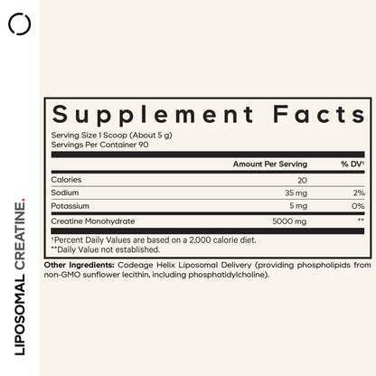 Codeage Liposomal Creatine Powder – 90 Servings, 5,000 mg Monohydrate