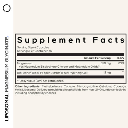 Codeage Liposomal Magnesium Glycinate Supplement – 2-Month Supply, 240 Count, BioPerine, Non-GMO Vegan