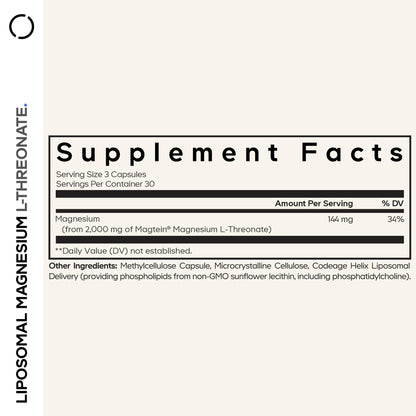 Codeage Liposomal Magnesium L-Threonate – Magtein for Brain Health & Memory Support, 90 Capsules