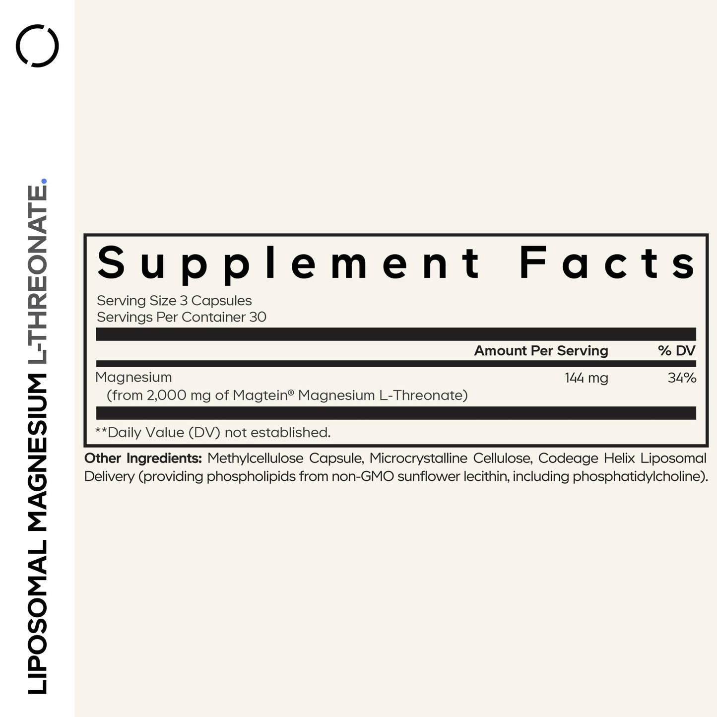 Codeage Liposomal Magnesium L-Threonate – Magtein for Brain Health & Memory Support, 90 Capsules