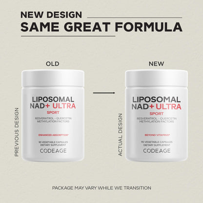 Codeage Liposomal NAD+ Ultra with Resveratrol & Vitamin B – 90 Capsules