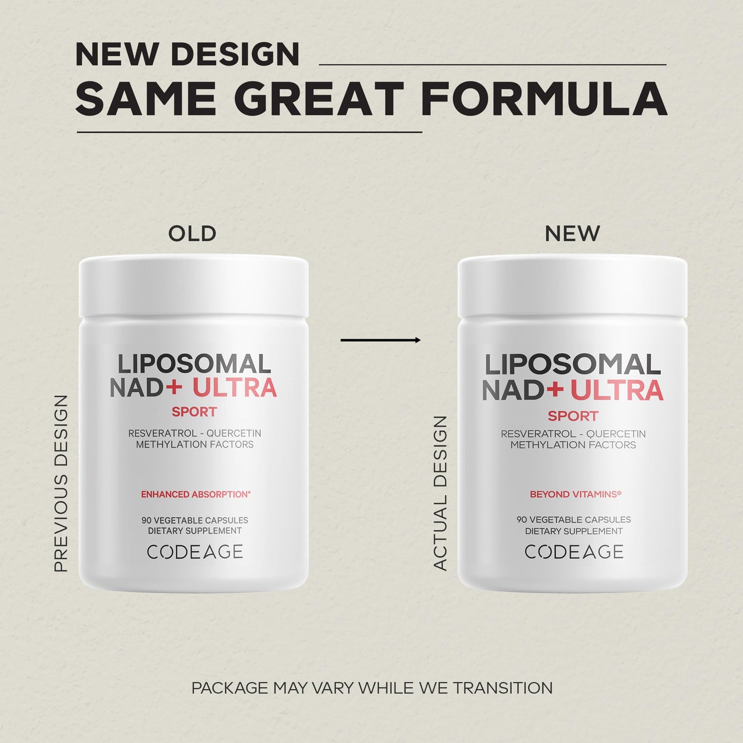 Codeage Liposomal NAD+ Ultra with Resveratrol & Vitamin B – 90 Capsules