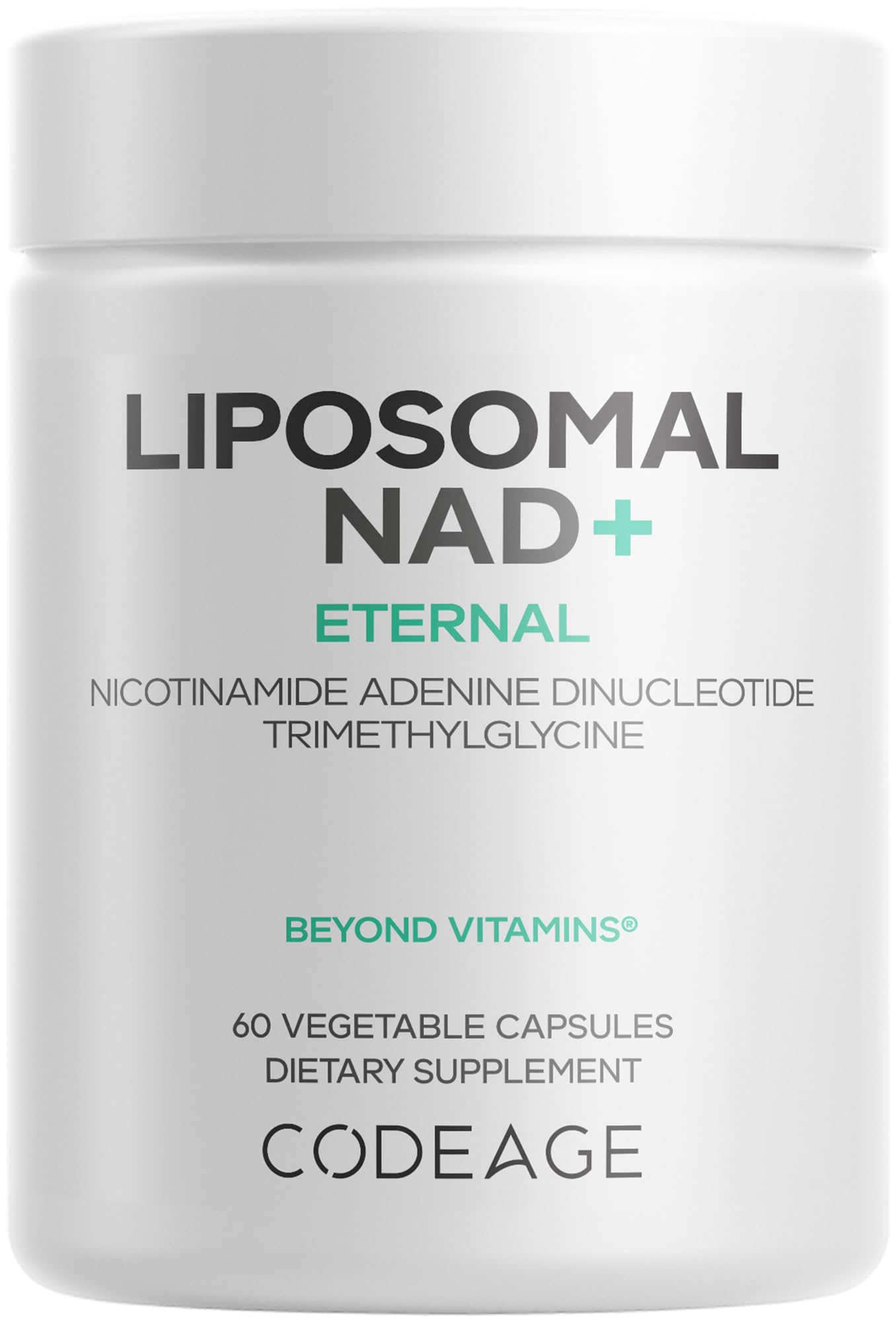 Codeage Liposomal NAD+ Supplement - 500 mg per Serving | Vegan, Non-GMO | 60 Capsules