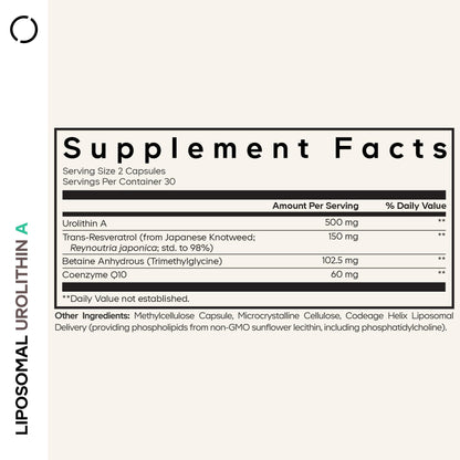 Codeage Liposomal Urolithin A 500mg + Resveratrol | Vegan, Keto, Non-GMO