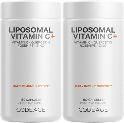 Codeage Liposomal Vitamin C 1500mg with Zinc & Elderberry – Vegan, Non-GMO, 2-Pack
