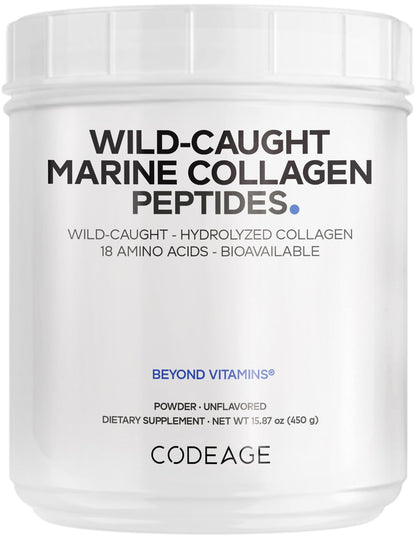 Codeage Marine Collagen Powder | Wild-Caught Fish Collagen, Type I & III, 15.87 oz