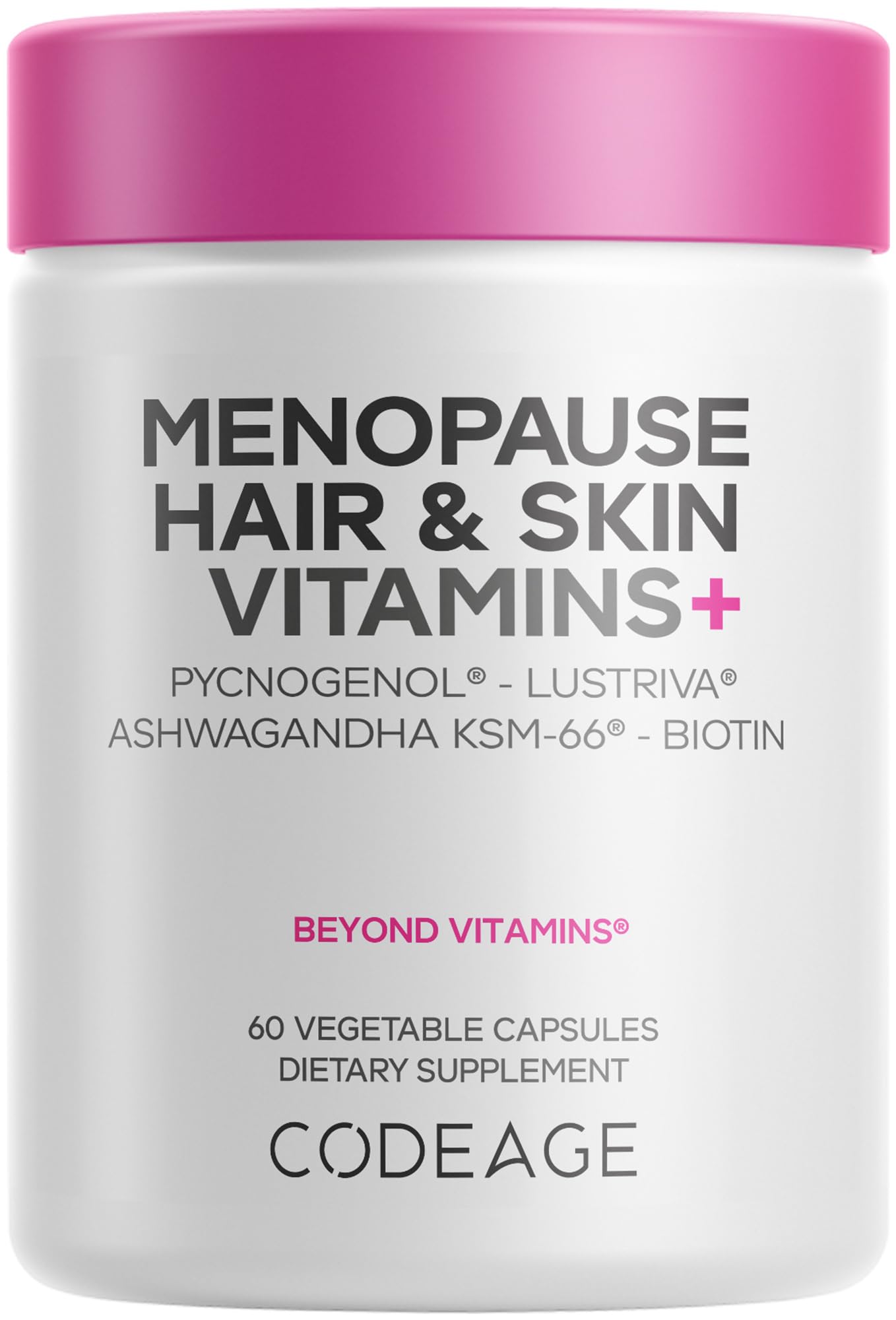 Codeage Menopause Hair & Skin Vitamins+ - Lustriva, Pycnogenol & KSM-66