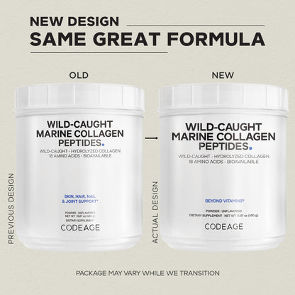 Codeage Marine Collagen Powder | Wild-Caught Fish Collagen, Type I & III, 15.87 oz