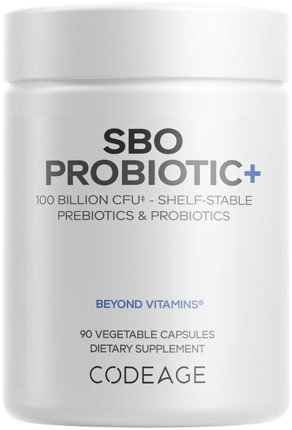Codeage SBO Probiotics: 100 Billion CFUs, 6 Strains, Organic Fermented Botanicals, Shelf-Stable, 90 Capsules