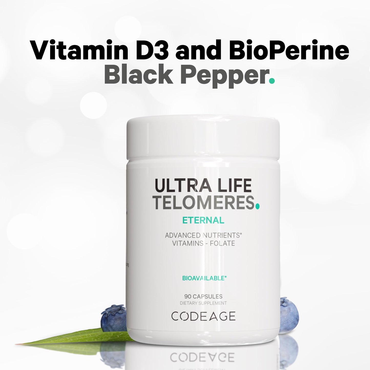 Codeage Ultra Life Telomeres Supplement – 5-MTHF Folate, B12 Methylcobalamin, D3, L-Theanine, Ashwagandha • 3-Month Supply