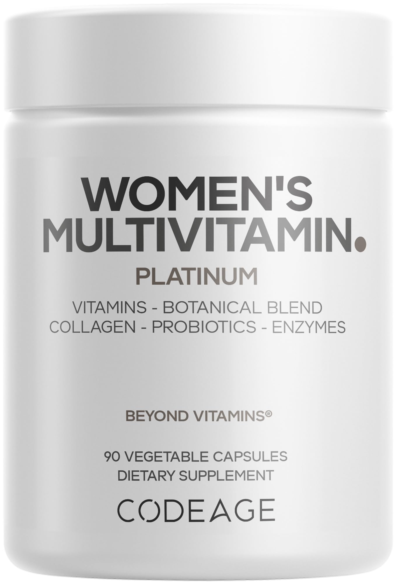 Codeage Women’s Multivitamin Platinum – A, D3, K1, K2, B12, CoQ10, Collagen, Probiotics • 90 Capsules