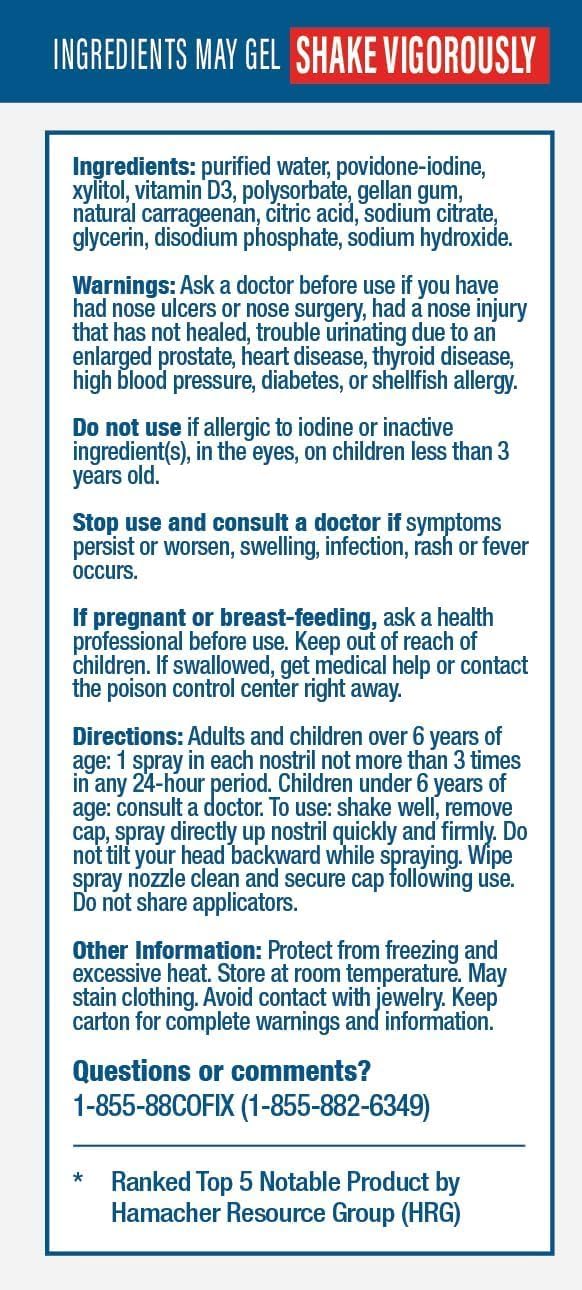 CofixRx Nasal Cleanse Spray – Povidone Iodine, Vitamin D3 & Xylitol (3 Pack)