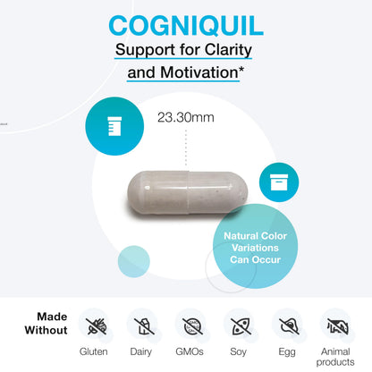 XYMOGEN Cogniquil - Clarity, Focus & Energy | Magnesium L-Threonate, Theacrine & B12 (60 Capsules)
