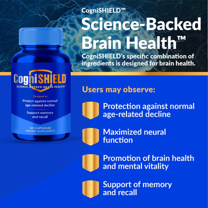 CogniSHIELD Brain Health Supplement – 60 Count | Synergistic Support for Focus & Clarity