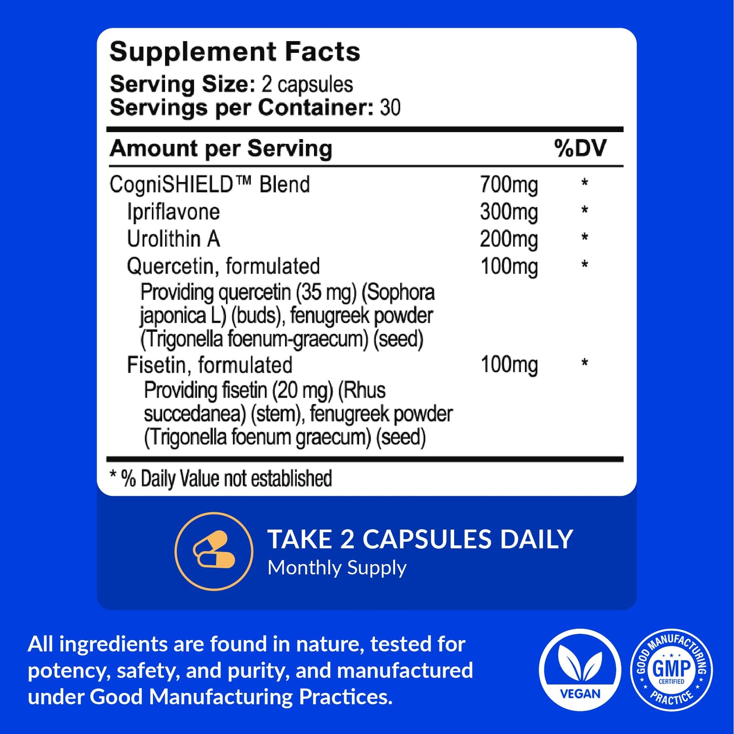 CogniSHIELD Brain Health Supplement – 60 Count | Synergistic Support for Focus & Clarity