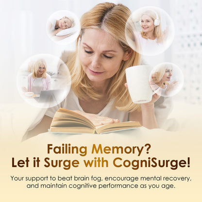 Nutraville CogniSurge Nootropics – Brain Support for Memory & Focus | Lion's Mane, Shilajit | Caffeine-Free – 3 Pack