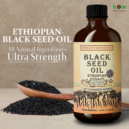 Black Seed Oil 8 oz – Cold Pressed Ethiopian Nigella Sativa (3X Thymoquinone) in Glass