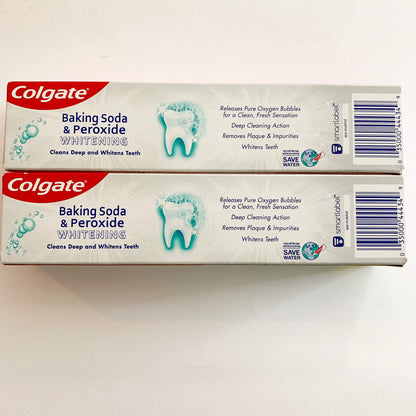 Colgate Baking Soda & Peroxide Whitening Toothpaste – Frosty Mint Stripe 4 oz + 60% Free