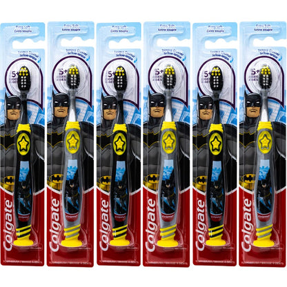 Colgate Batman Toothbrush for Kids 5+ | Extra Soft, Suction Cup - 6-Pack