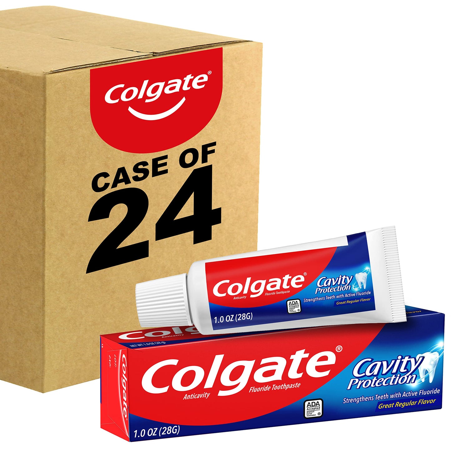 Colgate Cavity Protection Toothpaste with Fluoride – 24 Pack, Minty Regular Flavor, 1 oz Tubes