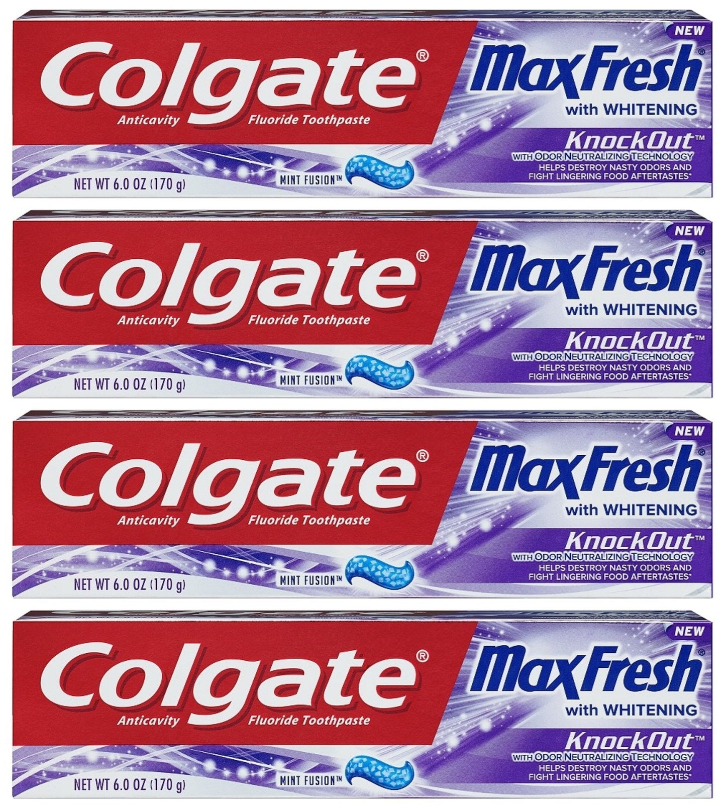 Colgate Max Fresh Knockout Toothpaste - Odor Neutralizing Technology - 6 oz Tubes (4-Pack)