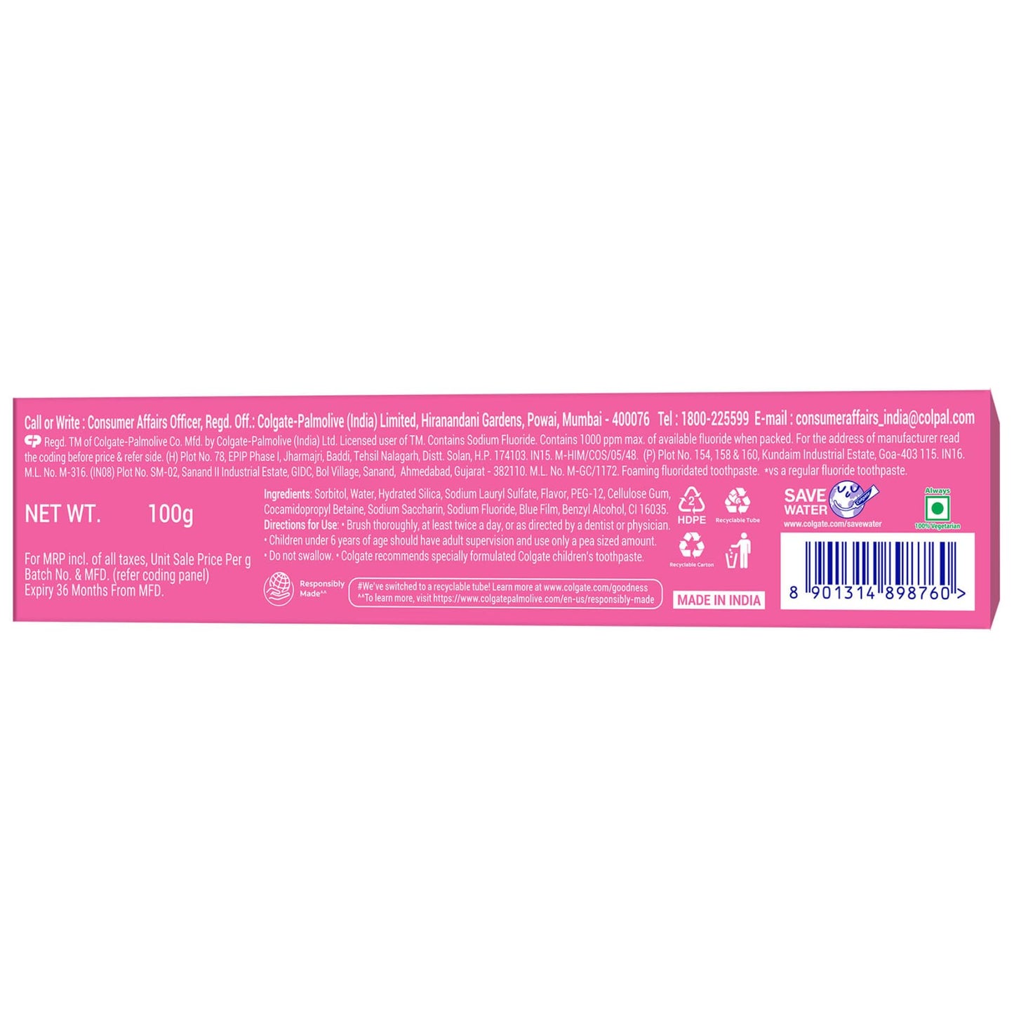 Colgate MaxFresh Watermelon Blast Gel Toothpaste – Ultrafreeze, Cooling Crystals, 100g | Vegan & Gluten-Free