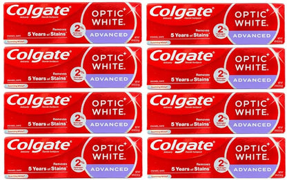 Colgate Optic White Advanced Toothpaste – Removes 5 Years of Stains, 0.75 oz (24 g) – Pack of 12