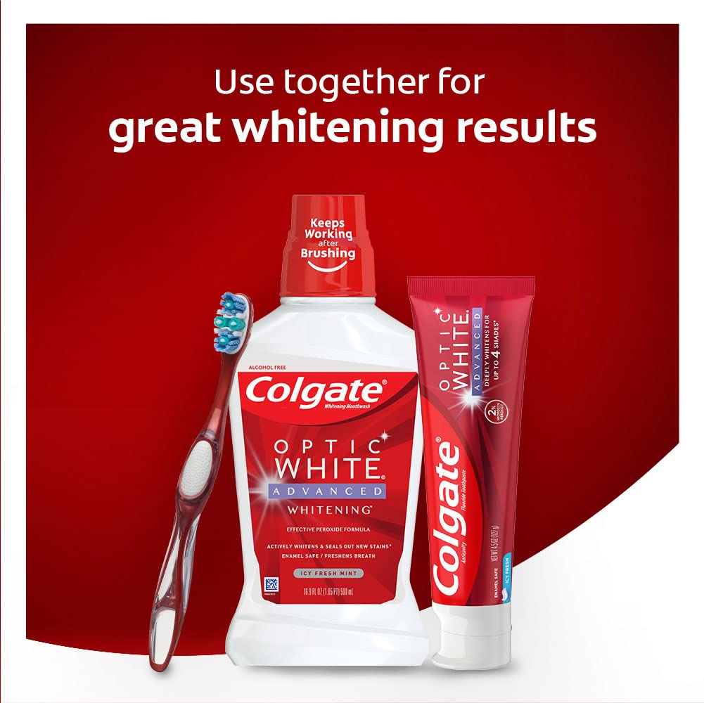 Colgate Optic White Advanced Vibrant Clean Toothpaste – 3.2 oz, 3-Pack