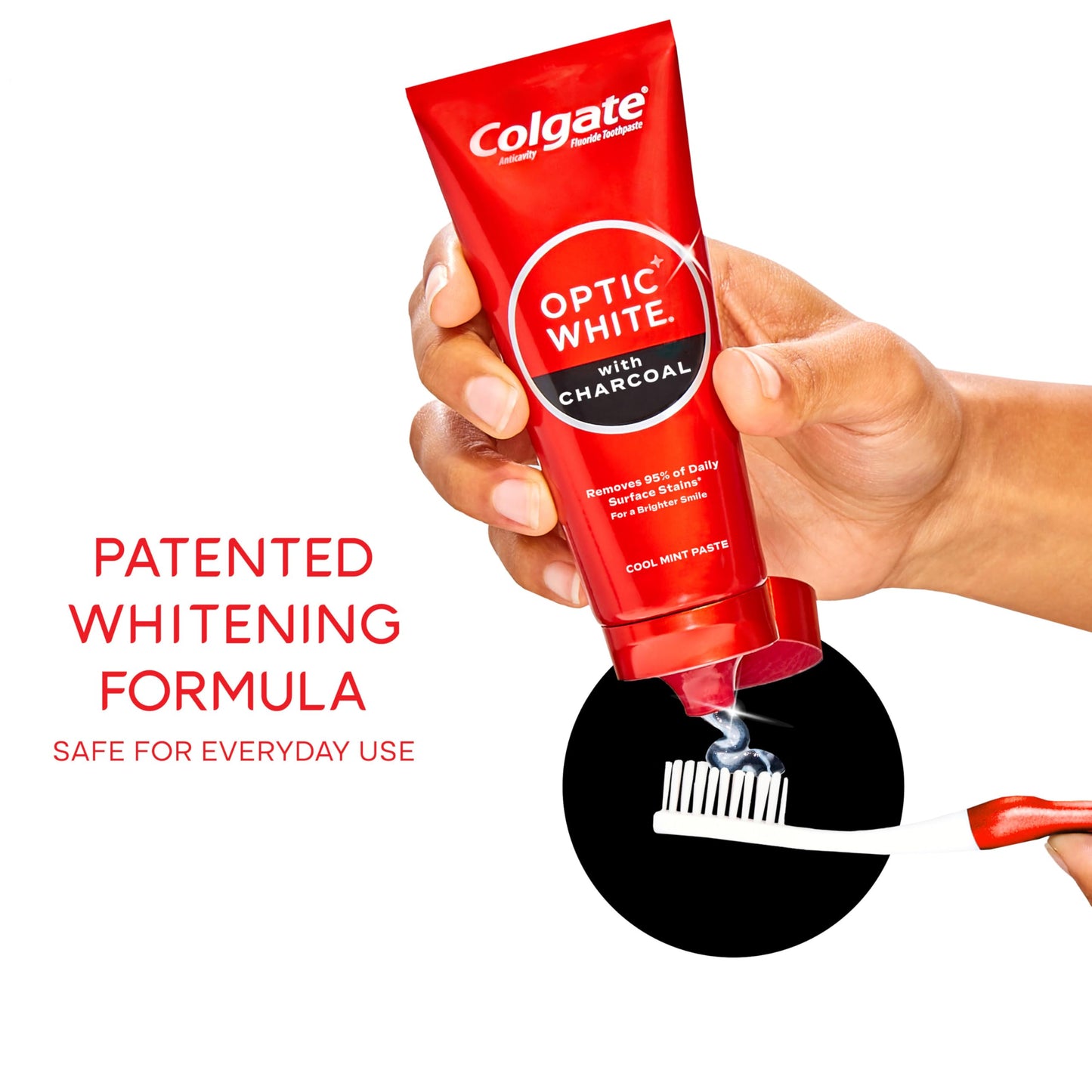 Colgate Optic White Charcoal Whitening Toothpaste 2 Pack (4.2 oz) – Enamel-Safe, Vegan, Cool Mint