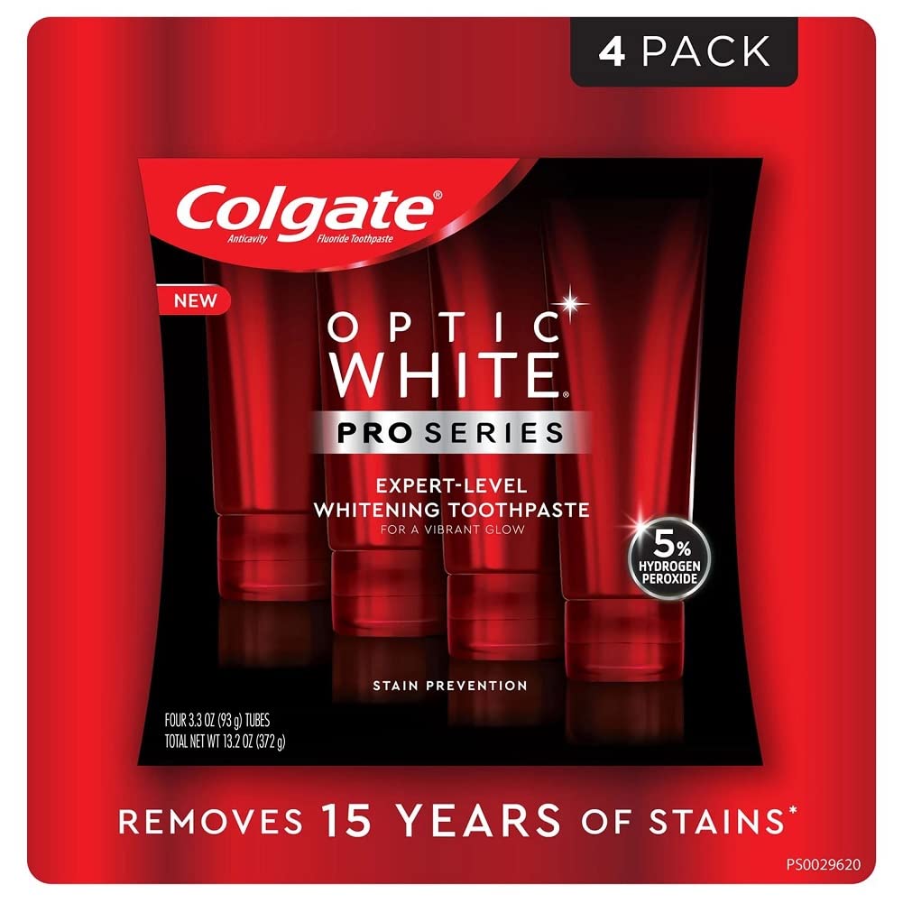 Colgate Optic White Pro Series Stain Shield Toothpaste 3.3 oz – Pack of 4