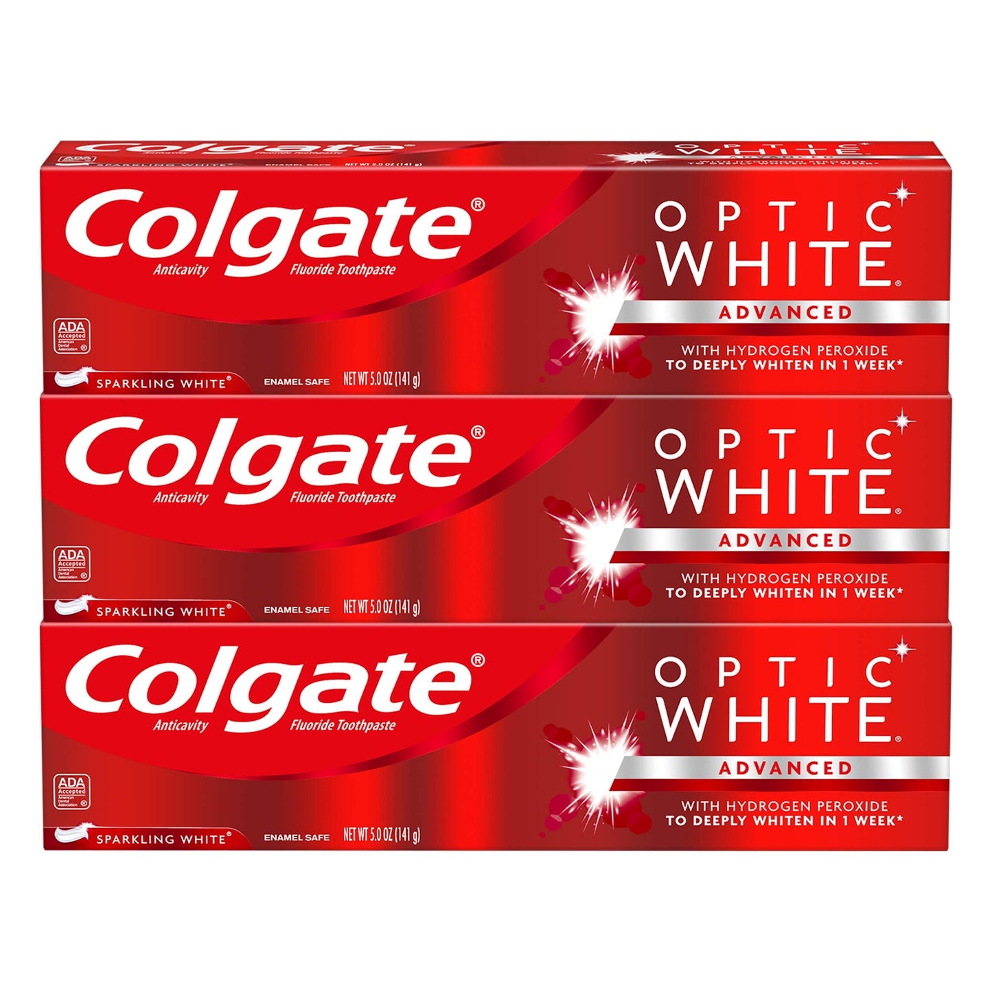 Colgate Optic White Whitening Toothpaste Sparkling Mint – 5 oz, 2 Pack