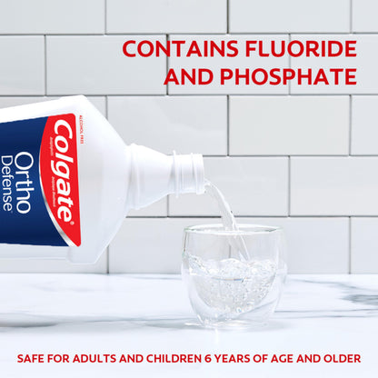 Colgate Ortho Defense Phos-Flur Mouthwash for Braces – Fluoride & Phosphate, Alcohol-Free, Mint, 16.9 fl oz